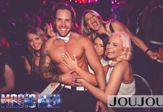 some ladies enjoying topless waiter nick