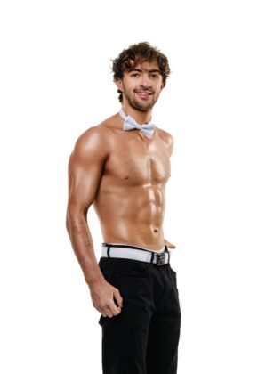 MICHAEL-BRISBANE-TOPLESS-WAITER-WHITE-BELT