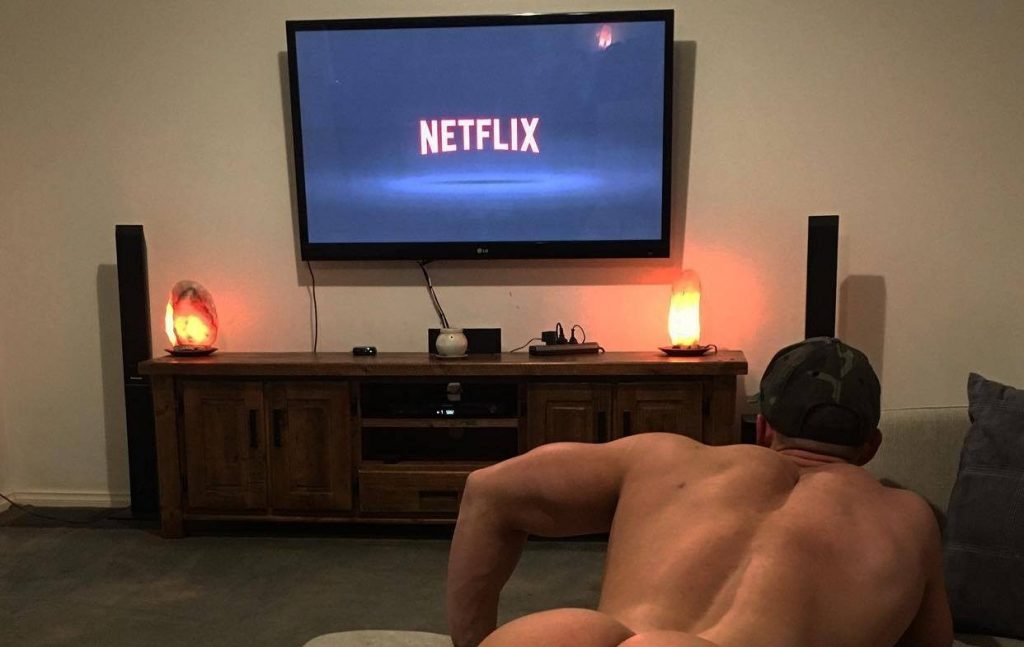 What strippers really do during lockdown - stripper laying naked on couch watching netfilx